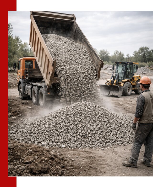 Доставка щебня в Кунгуре крупными и мелкими фракциями