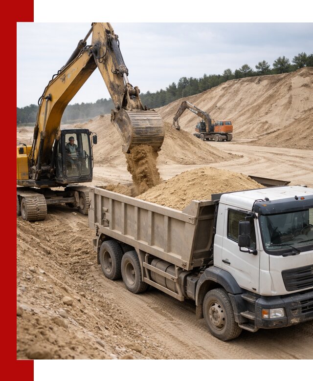Доставка карьерного песка с самосвалами и разгрузкой в Кунгуре