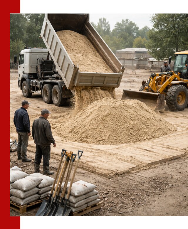 Доставка мытого песка в Кунгуре с самосвалами по выгодной цене