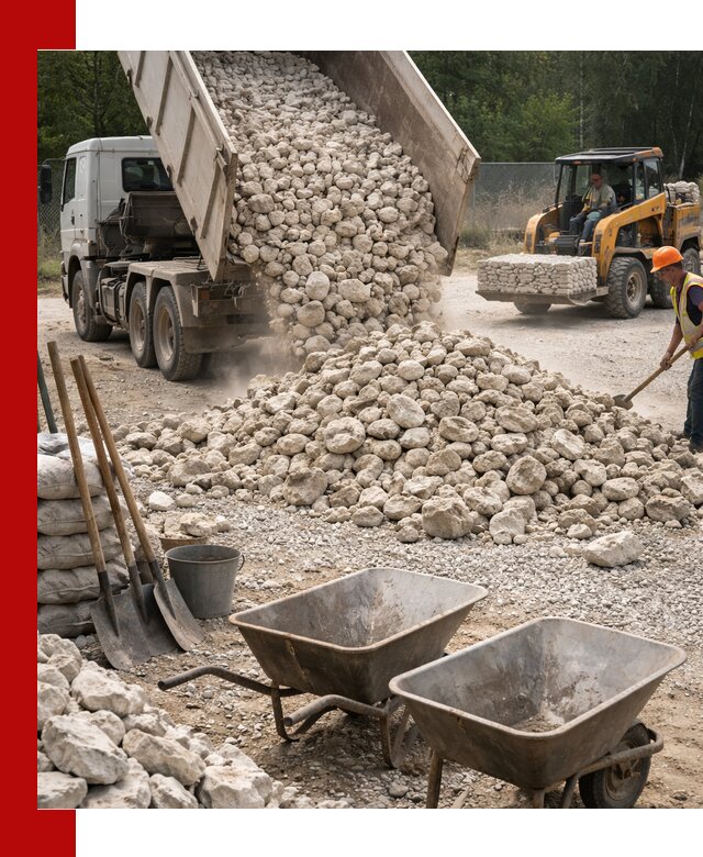 Доставка и продажа бутового известнякового камня в Кунгуре