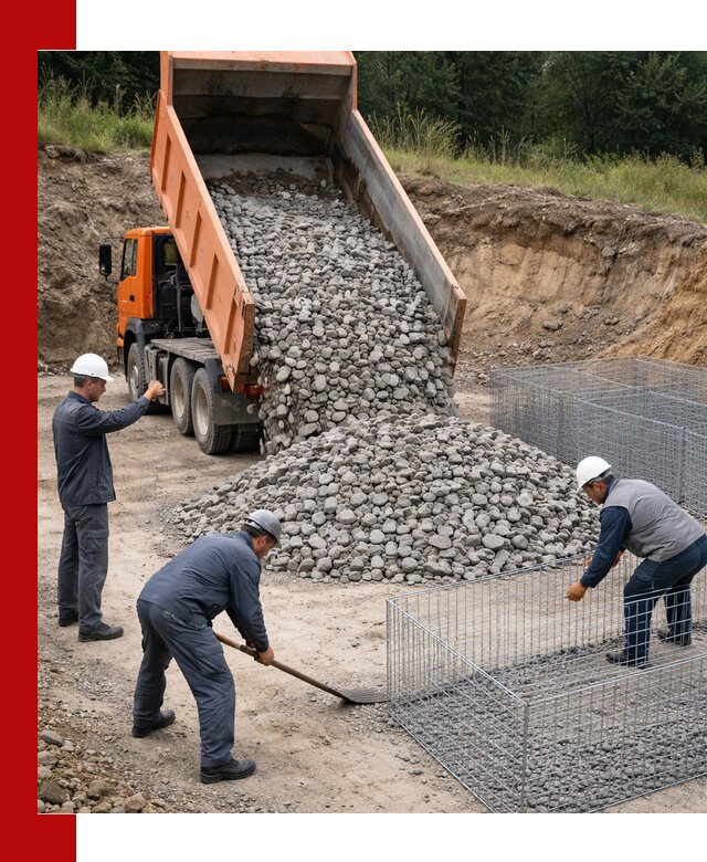 Камень для габионов с доставкой в Кунгуре быстро и надёжно