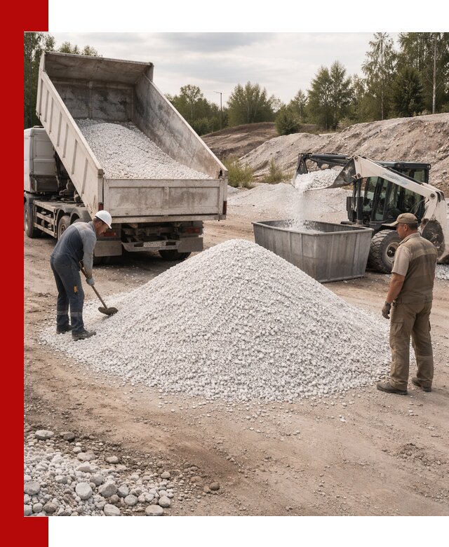 Доставка и продажа белой мраморной крошки в Кунгуре