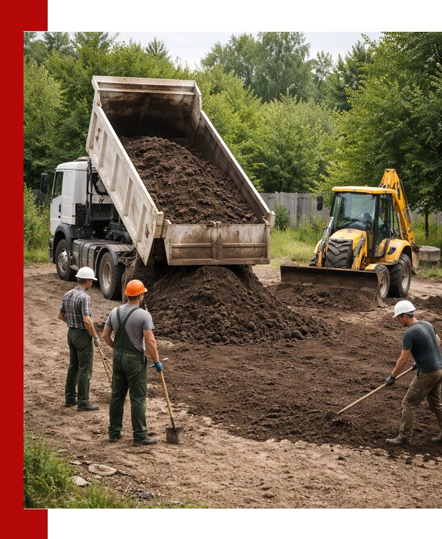 Доставка и укладка грунта для выравнивания участка в Кунгуре