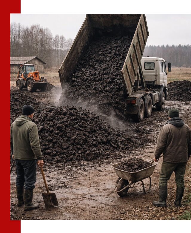 Доставка низинного торфа с разгрузкой и доставкой в Кунгуре