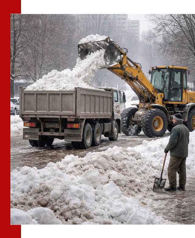 Вывоз снега грузовой техникой в Кунгуре оперативно и чисто